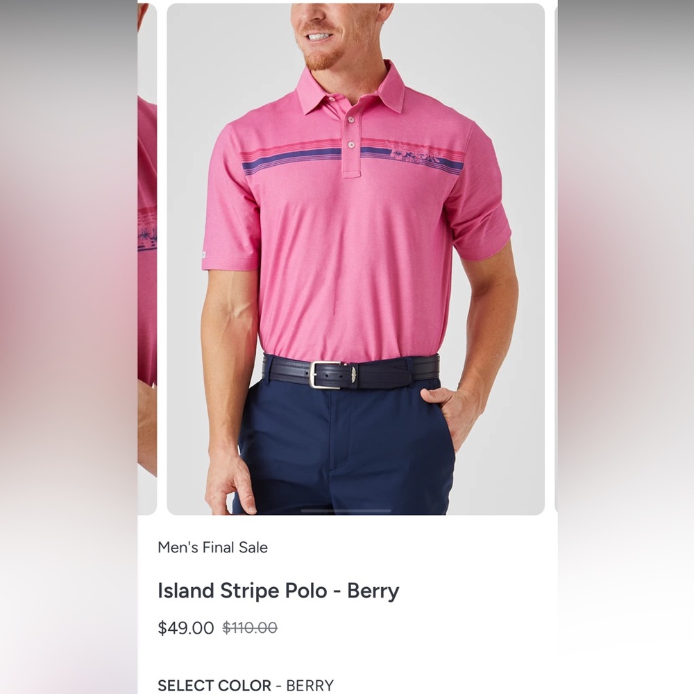 Island Stripe Berry Polo Shirt